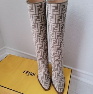 Fendi FF Jacquard Knee High Boot 7 /37